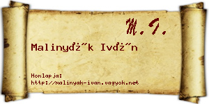 Malinyák Iván névjegykártya